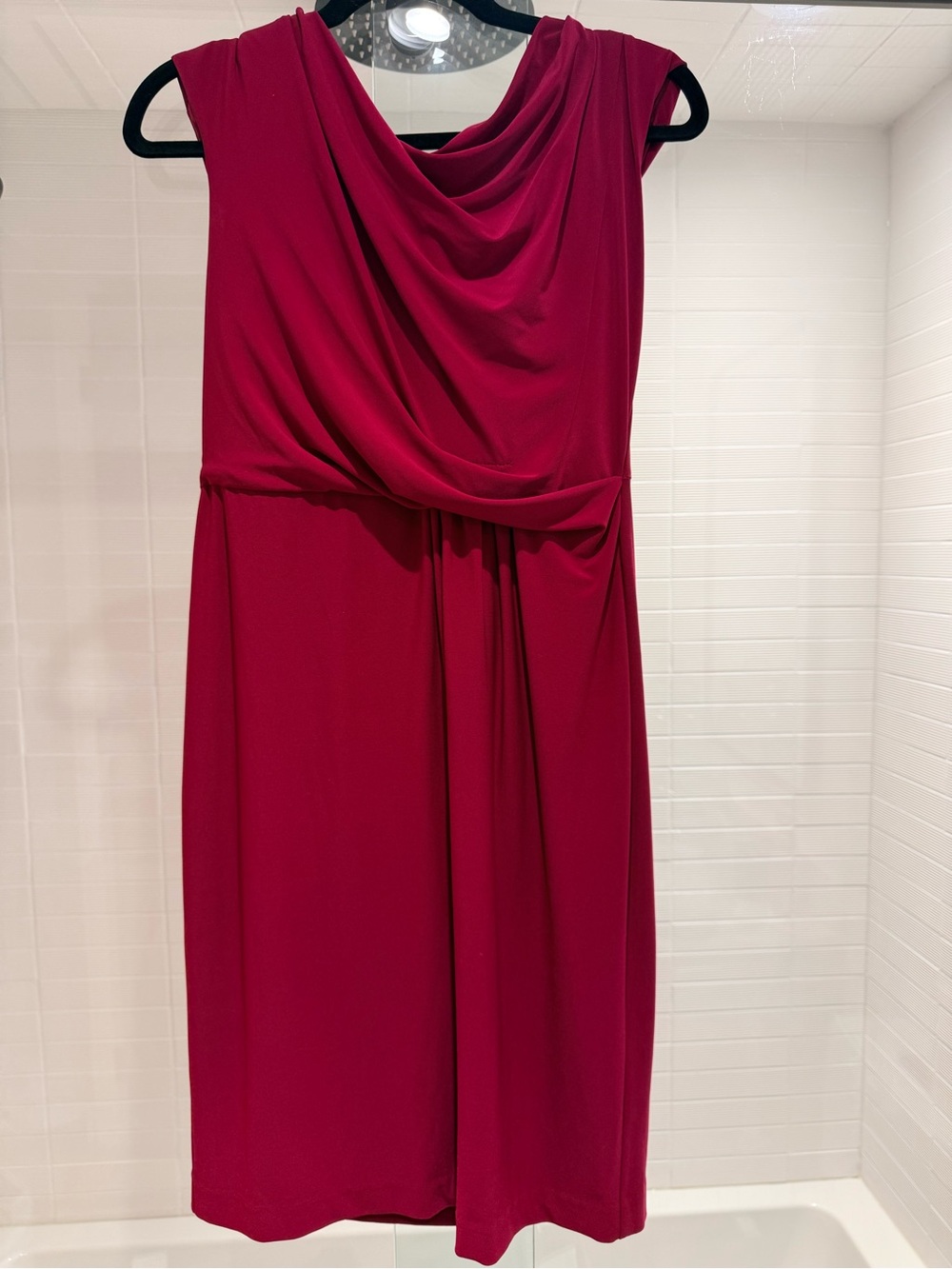 Evan Picone Sleeveless Draped Midi Dress - Berry Red